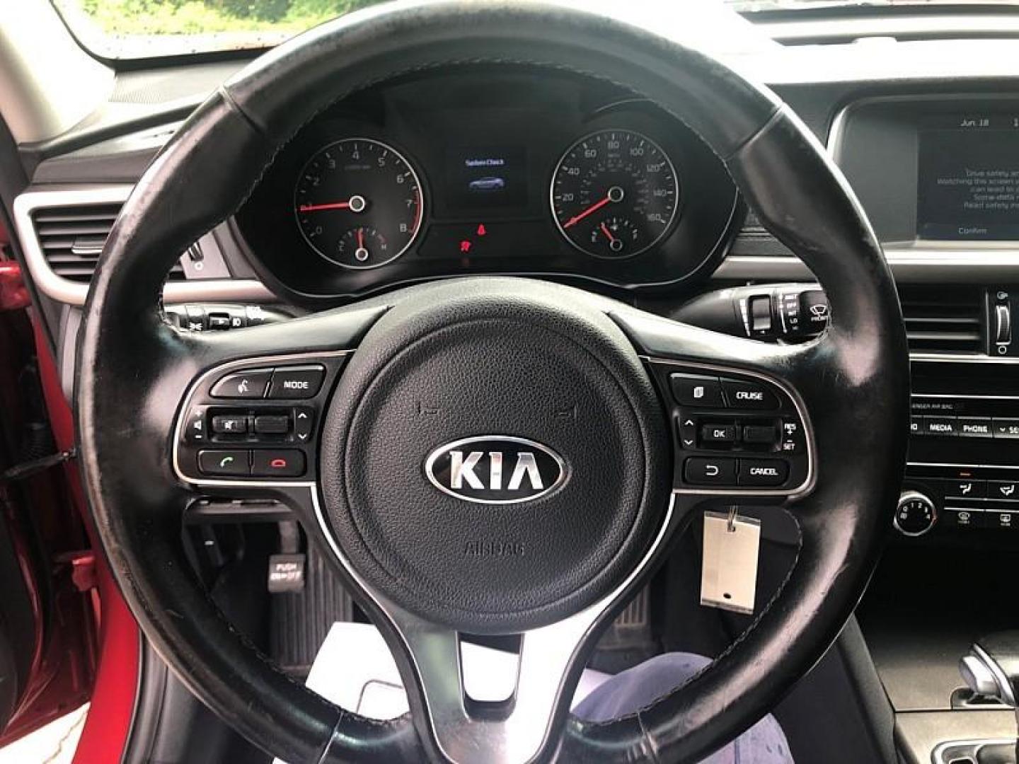 2018 RED /BLACK Kia Optima LX (5XXGT4L30JG) with an 2.4L L4 DOHC 16V engine, 6A transmission, located at 3304 Woodville Road, Northwood, OH, 43619, (419) 210-8019, 41.612694, -83.480743 - Photo#17