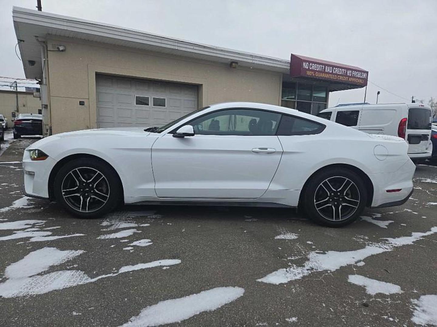 2018 WHITE /BLACK Ford Mustang EcoBoost Coupe (1FA6P8TH4J5) with an 2.3L L4 DOHC 16V engine, Auto 10-Spd SelectShft transmission, located at 3304 Woodville Road, Northwood, OH, 43619, (419) 210-8019, 41.612694, -83.480743 - Your #1 Destination for Auto Loans and mdash;No Matter Your Credit!At our dealership, we believe everyone deserves the opportunity to drive their dream car and mdash;whether you have good credit, bad credit, or no credit at all. With a wide selection of hundreds of cars, trucks, and SUVs, you'll fin - Photo#1